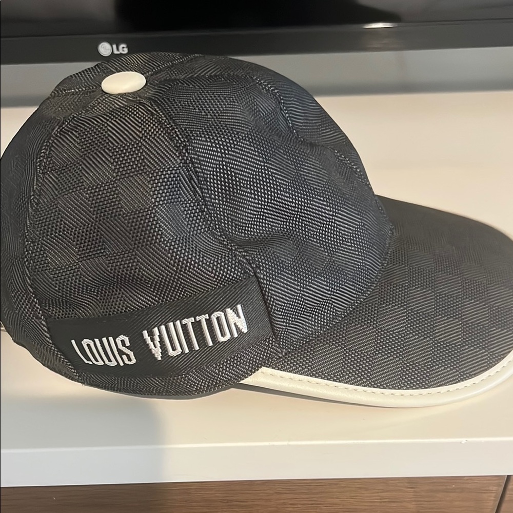 Louis Vuitton Gray and White Hat Luxury Accessory